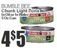 Key Food Bumble Bee Chunk Light Tuna In Oil or In Water offer