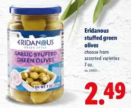 Lidl Eridanous garlic stuffed green olives offer