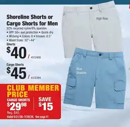 Cabela's Shoreline Shorts or Cargo Shorts for Men offer