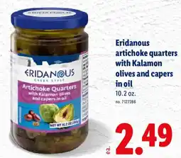 Lidl Eridanous artichoke quarters with kalamon olives and capers in oil offer