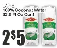 Key Food Lafe 100% Coconut Water offer