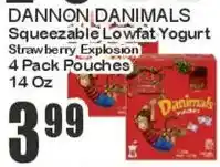 Key Food Dannon Danimals Squeezable Lowfat Yogurt offer