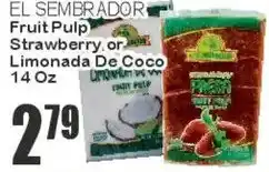 Key Food El sembrador fruit pulp strawberry or limonada de coco offer