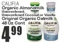 Key Food Califia Organic Almondmilk, Unsweetened Coconut or Vanilla Original Organic Oatmilk offer