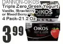 Key Food Dannon Oikos Triple Zero Greek Yogurt offer