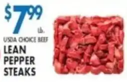 Compare Foods Usda choice beef lean pepper steaks offer