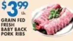 Compare Foods Grain fed fresh baby back pork ribs offer