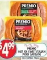 Compare Foods Premio hot or sweet italian pork sausage offer