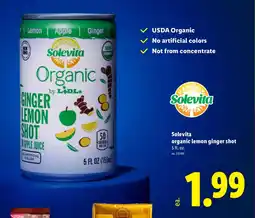 Lidl Solevita organic lemon ginger shot offer