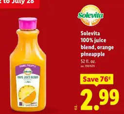Lidl Solevita 100% juice blend, orange pineapple offer