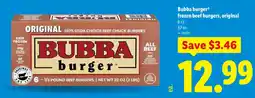 Lidl Bubba burger frozen beef burgers, original offer