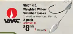 Cabela's Vmc H.D. weighted willow swimbait hooks offer