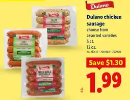 Lidl Dulano chicken sausage offer