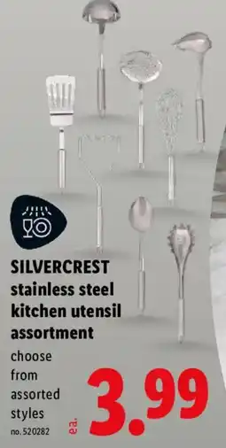 Lidl Silvercrest stainless steel kitchen utensil assortment offer