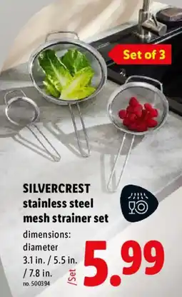 Lidl Silvercrest stainless steel mesh strainer set offer