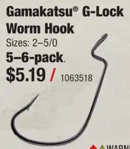 Cabela's Gamakatsu G-Lock Worm Hook offer