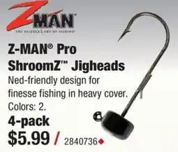 Cabela's Z-Man Pro ShroomZ Jigheads offer
