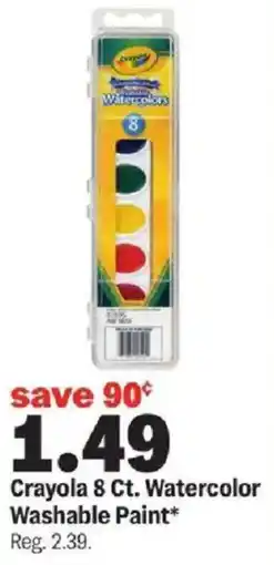 Meijer Crayola 8 Ct. Watercolor Washable Paint offer
