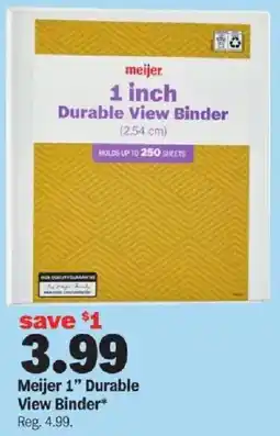 Meijer Meijer 1 Durable View Binder offer
