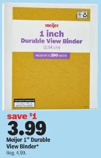 Meijer Meijer 1 Durable View Binder offer