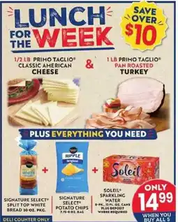 Safeway Cheese, Turkey, White Bread, Potato Chips and Sparkling Water offer