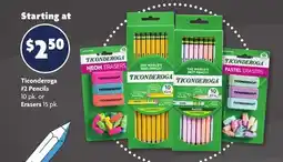 Family Dollar Ticonderoga #2 Pencils 10 pk. or Erasers 15 pk offer