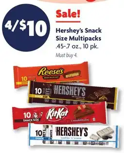 Family Dollar Hershey's Snack Size Multipacks offer