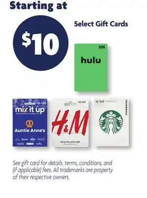 Family Dollar Select Gift Cards offer