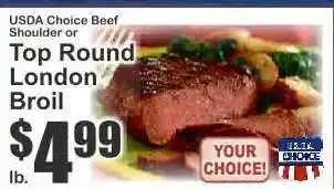 Key Food USDA Choice Beef Shoulder or Top Round London Broil offer