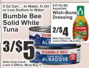 Key Food Bumble Bee Solid White Tuna offer