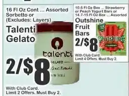 Key Food Talenti Gelato offer