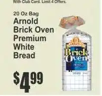 Key Food Arnold Brick Oven Premium White Bread offer