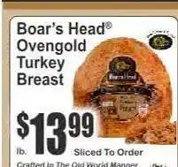 Key Food Boar's Head OvenGold Turkey Breast offer