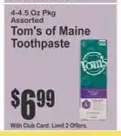 Key Food Tom's of Maine Toothpaste offer