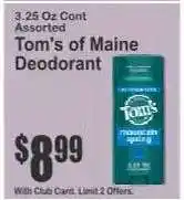 Key Food Tom's of Maine Deodorant offer