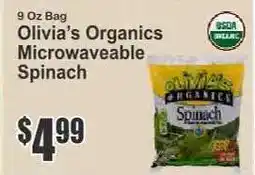 Key Food Olivia’s Organics Microwaveable Spinach offer