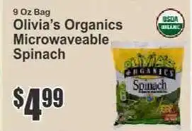 Key Food Olivia’s Organics Microwaveable Spinach offer