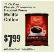 Key Food Melitta Coffee offer