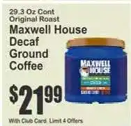 Key Food Maxwell House Decaf Ground Coffee offer