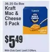 Key Food Kraft Mac & Cheese 5 Pack offer