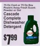 Key Food Cascade Complete Dishwasher Detergent offer