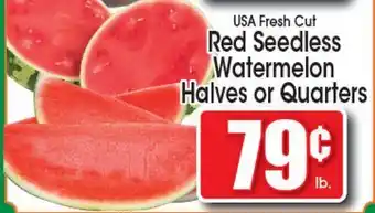 Supremo Foods Inc USA Fresh Cut Red Seedless Watermelon Halves or Quarters offer