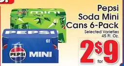 Supremo Foods Inc Pepsi Soda Mini Cans 6-Pack offer
