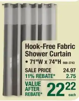 Menards Hook-Free Fabric Shower Curtain offer
