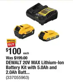 The Home Depot DEWALT 20V MAX Lithium-Ion Battery Kit with 5.0Ah and 2.0Ah Battery and Charger offer