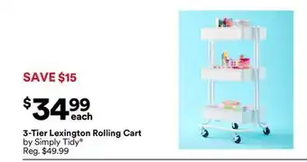 Michaels 3-Tier Lexington Rolling Cart by Simply Tidy offer