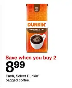 Target Select Dunkin' bagged coffee offer