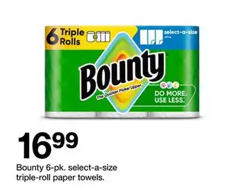 Target BOUNTY 6-pk. select-a-size triple-roll paper towels offer