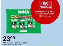 Target IAMS Proactive Health 18-ct, 3.93-oz. variety pack wet dog food offer