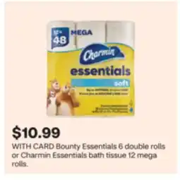 CVS Bounty Essentials 6 double rolls or Charmin Essentials bath tissue 12 mega rolls offer